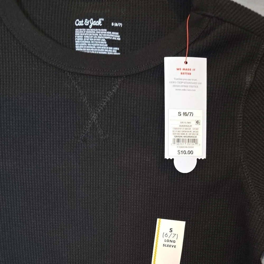 Kids Cat and Jack Black long sleeve thermal top Size S